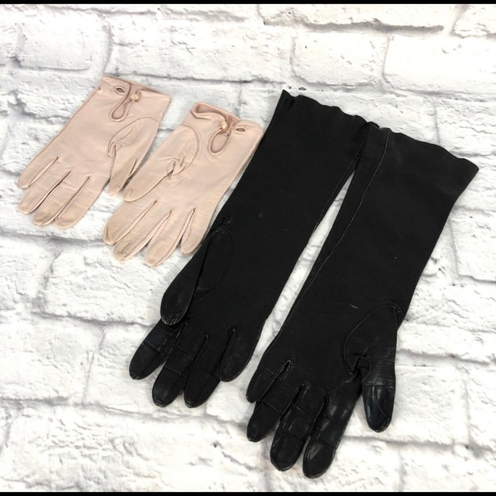 Vintage Leather Opera Gloves Lot of 2 Pair